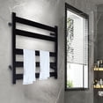 thumbnail image 1 of CNCEST 5-Bar Stainless Steel Wall Mount Black Heated Towel Rack Bathroom 200W, 1 of 10
