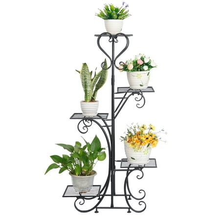 CNCEST 5-Tier Plant Shelf Flower Pot Rack Balcony Garden Metal Flower Decor Rack New