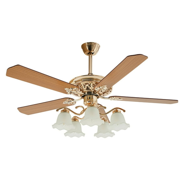 CNCEST 52" Ceiling Fan Light 5-Lights Chandelier Fan E27 w/Remote Control