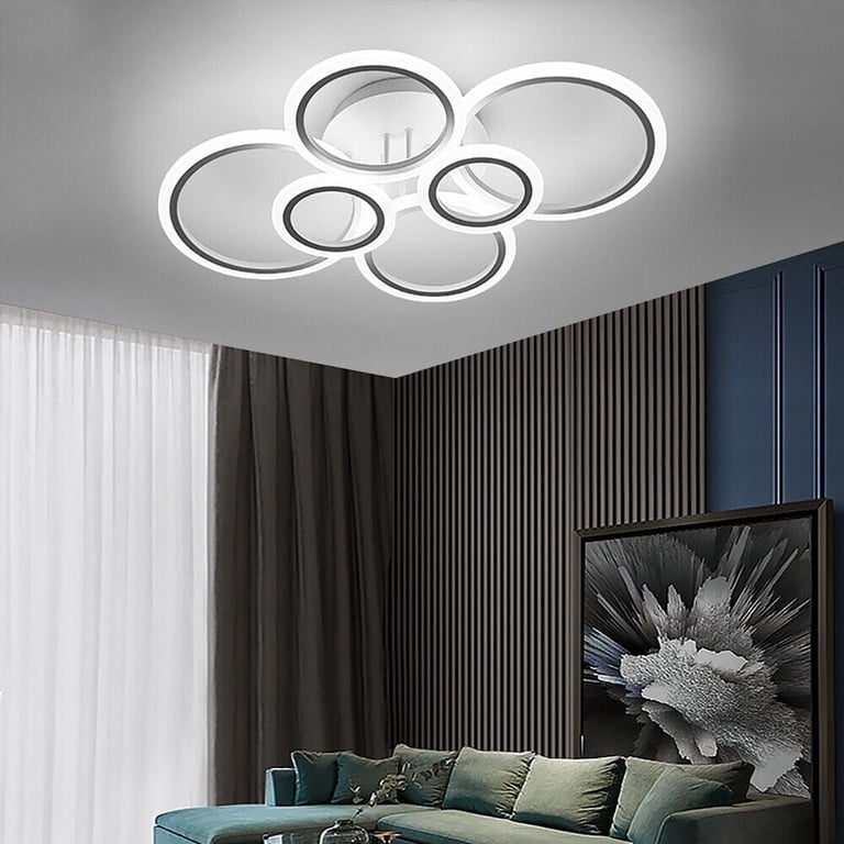 99W Dimmable LED Ceiling Light With Remote - 6 Ring Modern Flush Mount, 3000K-6500K Adjustable