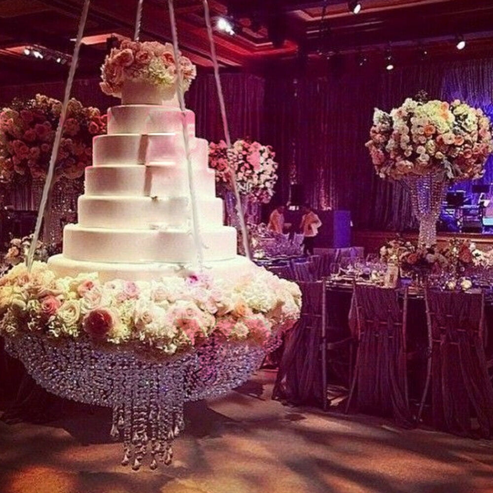 CNCEST 60cm Acrylic Wedding Party Chandelier Hanging Cake Rack Swing ...