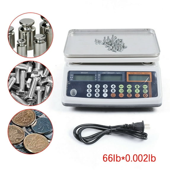 CNCEST 66Lb*0.002Lb Digital Counting Parts Coin Scale Capacity Inventory LCD Counting Scale 110V