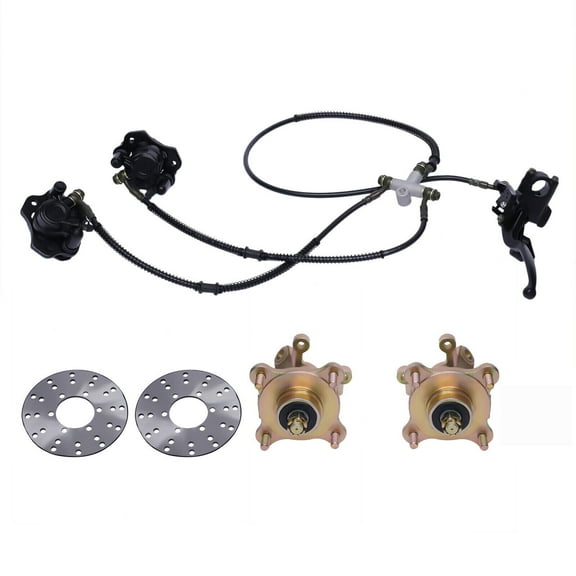 CNCEST 7PCS / Set Front Steering Spindle 4 Stud Wheel Hub Brake Caliper for Quad ATV Go Kart 250cc