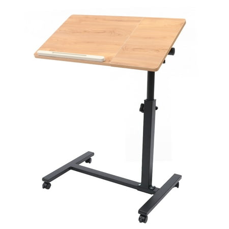 Adjustable Laptop Rolling Desk Sofa Snack Side Table Tilt Stand Caster Cart Bed Side Table