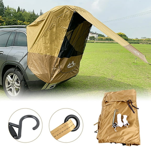 CNCEST Brown Outdoor Rear Tent Screens for Windproof Camping Picnic Sunshade and Rain