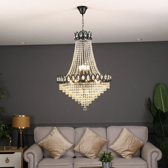 Crystal Modern Chandelier Elegant Hanging Light LED Ceiling Fixture Decor Lamps