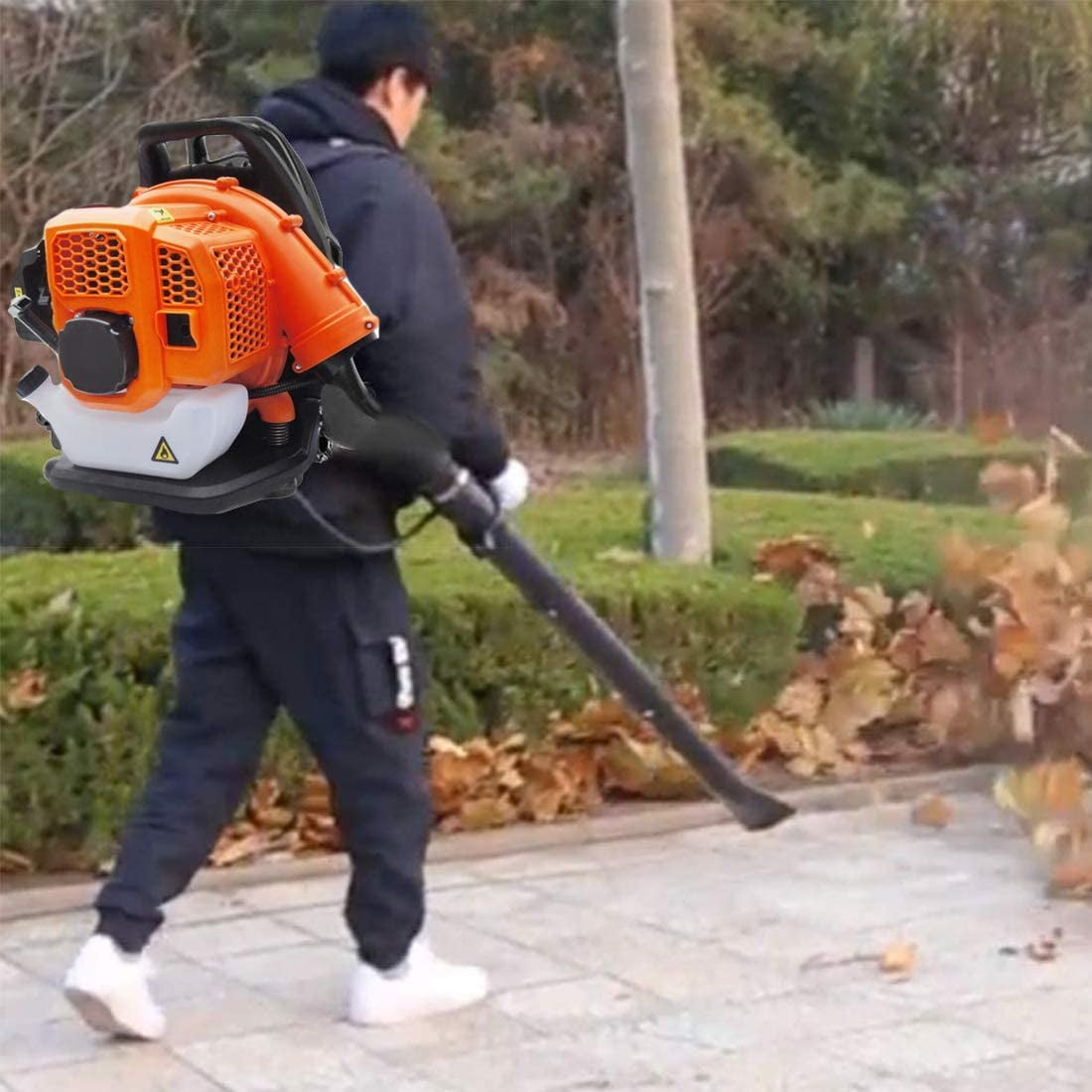 CNCEST EB808 6800 RPM at 720 CFM 42.7cc Gas Powered Backpack Leaf Blower, with Silencer