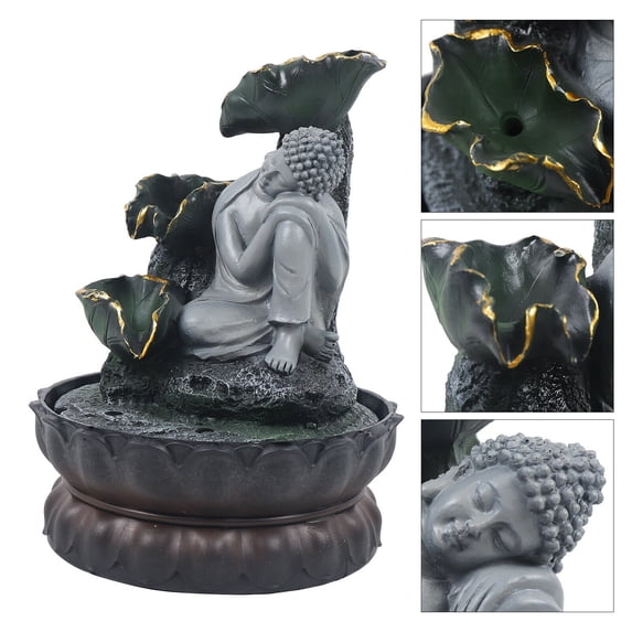 LED Resin Sleeping Buddha Water Fountain Ornament Waterfall Tabletop Statue