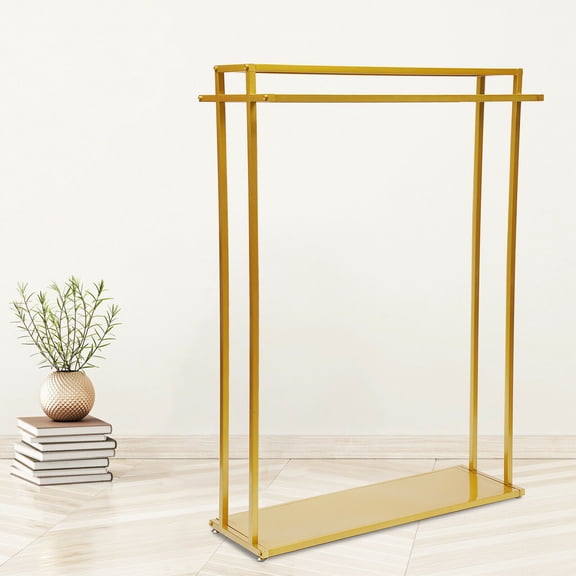 CNCEST Large Capacity Clothes Rack 1.7m Sturdy Clothes Hanger Gold Floor Hanger 2 Rods for Shopping Mall Clothes Display