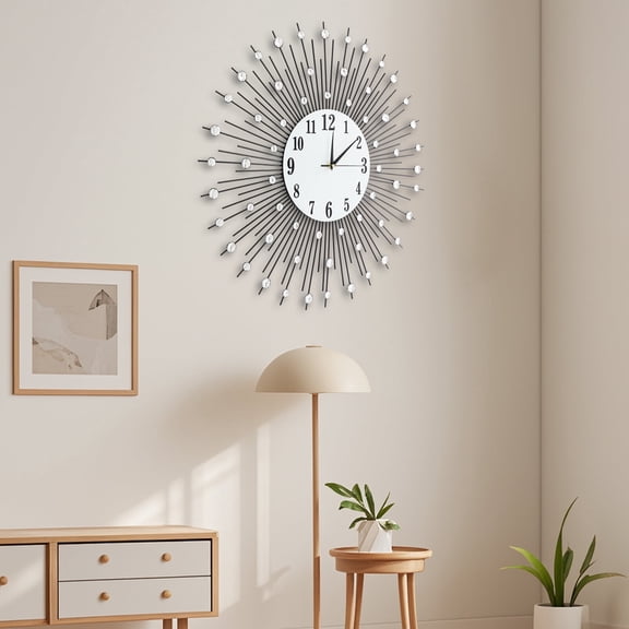 CNCEST Large Wall Clocks 24 in Modern 3D Crystal Diamond Decorative Home Living Room