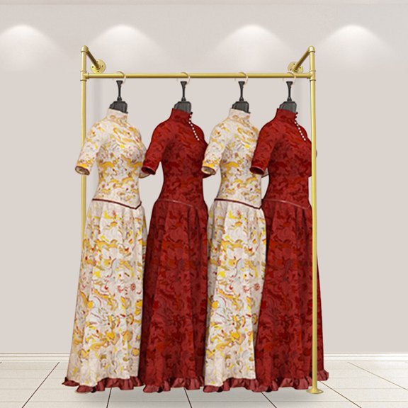 CNCEST Metal Clothing Rack Dress Hanging Display Stand Home &Shop Storage Shelf Gold