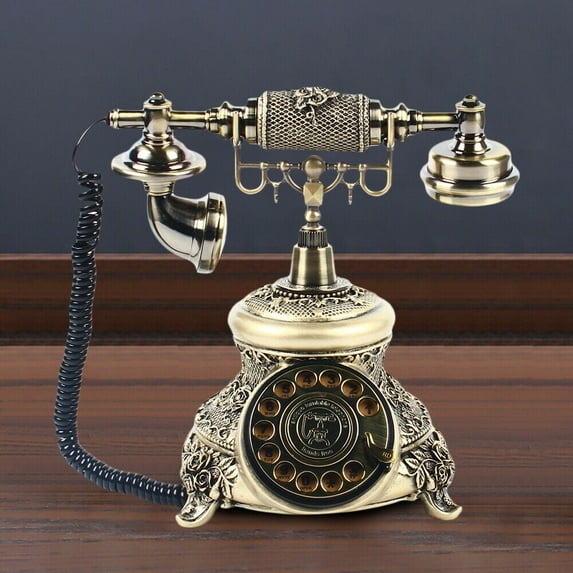 Old Fashioned Desk Phone Antique Rotary Dial Telephone Retro Landline for Home Decor
