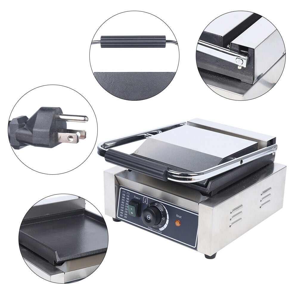CNCEST Single Grill Panini Maker Commercial Sandwich Press Grill