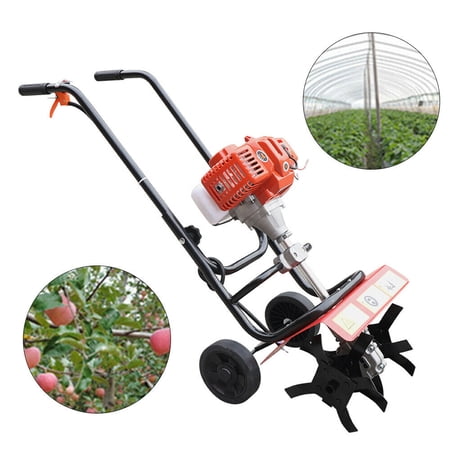 CNCEST Tiller Cultivator 52CC 2 Stroke Petrol Tiller Hand-Pull Recoil Cultivator Garden Tilling Tool 1900w