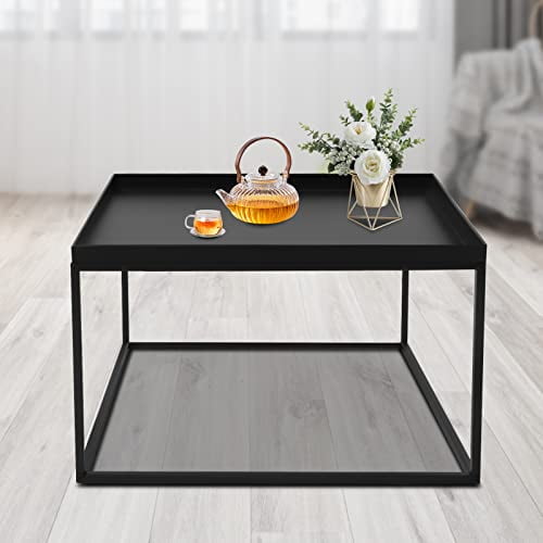 CNCEST Tray Square End Table, Metal Side Table, Waterproof Coffee Table Sofa Side Table, for Bedroom Living Room Balcony Office