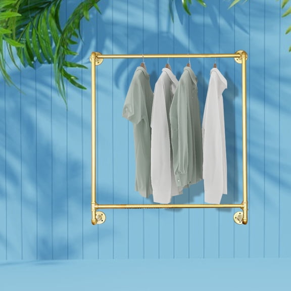 CNCEST Wall Mounted Retro Gold Clothes Display Rack Wall-mounted Clothes Stand Metal Pole And Tube