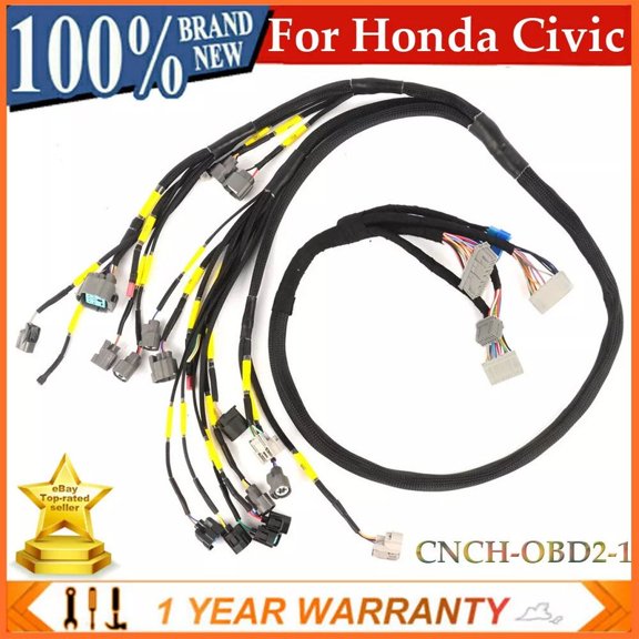 CNCH-OBD2-1 OBD2 Engine Harness Compatible with Honda Civic del Sol 1993-1997 B16 B18 D16, Direct Replacement