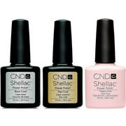 CND Creative Nail Gel Polish Shellac Combo - Base, Top & Clearly Pink 0.25oz/7.3mL