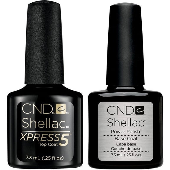 CND Shellac Gel UV Soak-Off Xpress5 Top Coat & Base Coat 0.25fl.oz each - 2 pc Set