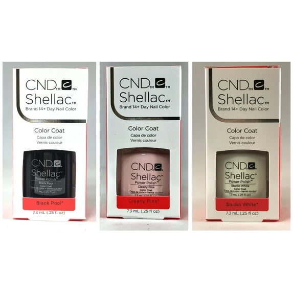 CND Shellac Nail Polish - Black Pool + Clearly Pink + Studio White
