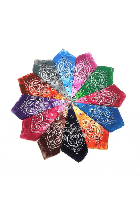 12 Pack Tie Dye Paisley Bandanas for Women Men, 100% Polyester 21 x 21 Inch Multicolor Head Scarf Hair Wrap Cowboy Bandana