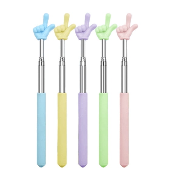 CNDRLEF 5-Pack Extendable Finger Pointer Sticks, 8.5-27.5" Telescopic Hand Pointers w/ Non-Slip Grip, Teacher Classroom Whiteboard Presentation
