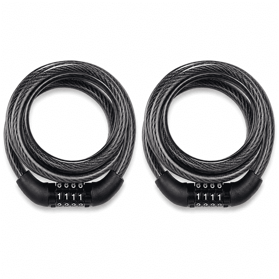 GQCLNBH Bike Locks with Combination, 2 Pack 4 ft Coiled Bicycle Cable Locks, 4-Digit Keyless Steel Cable Lock for Bikes, Scooters