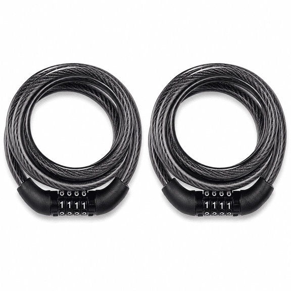 CNDRLEF Bike Locks with Combination, 2 Pack 4 ft Coiled Bicycle Cable Locks, 4-Digit Keyless Steel Cable Lock for Bikes, Scooters