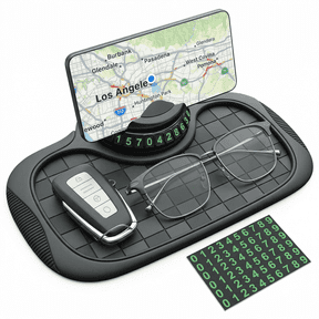 CNDRLEF Car Dashboard Organizer with Phone Holder and Parking Number Plate, Anti Slip Dash Mat, 360 Rotating Mount, 6 Number Sticker Sheets