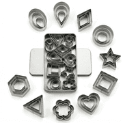 CNDRLEF Mini Cookie Cutters Set, 30 Pieces, 10 Shapes 3 Sizes, Stainless Steel Small Biscuit Cutters with Storage Tin for Baking, Fondant, Fruit