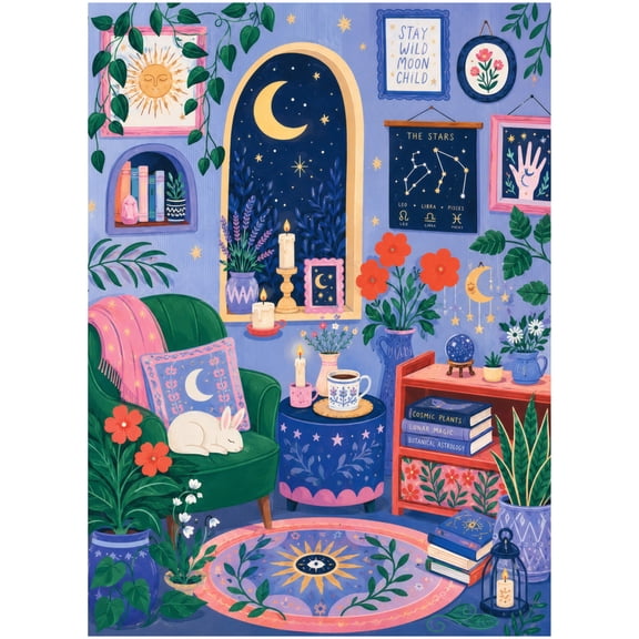 CNDRLEF Moonlit Botanical Room 500 Pieces Jigsaw Puzzle for Adults, Perfect for Book Lovers