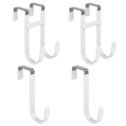 GQCLNBH Over The Door Hooks, 4 Pack Door Hangers with 2 Dual Hooks and 2 Single Hooks, Rubber Coated Metal, Fits 1.2-1.4 in Doors, White