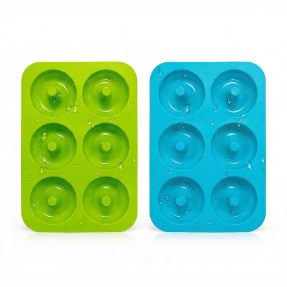 CNDRLEF Silicone Donut/Doughnut Pan Set, 2-Pack 6-Cavity Donut Mold, 3-Inch Nonstick Baking Tray (12 Donuts), BPA-Free, Dishwasher Safe