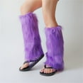 thumbnail image 1 of CNEJRHG 1 Pair Fuzzy Leg Warmer for Women Winter Fluffy Leg Warmers Boot Covers Imitation Socks Long Foot Cover Plain Color Party Club Rave Outfit Purple, 1 of 9