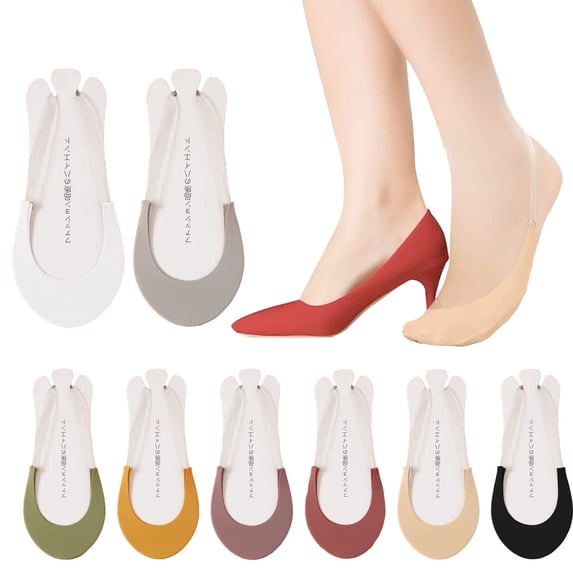 CNEJRHG 1 Pair Invisible Socks for Women Toes Topper No Show Socks Girls Cushioned Low Cut Athletic Hidden Liner for Sneakers Heel Ballet Flats Beige