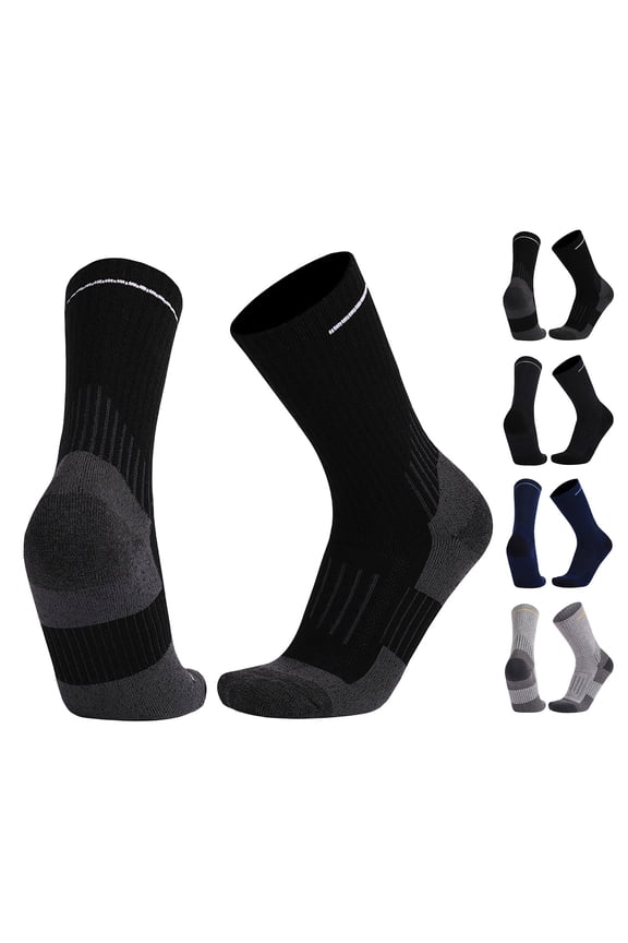1 Pair Knee High Socks for Men Women Elastic Breathable Mid Tube Color Block Crew Socks Thermal Hiking Wading Riding Skiing Socks for Outdoor Sports Black