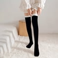 thumbnail image 1 of CNEJRHG 1 Pair Over Knee Coral Fleece Socks For Women Winter Striped Long Tube Cozy Fuzzy Warm Thickened Thigh High Socks Black, 1 of 4