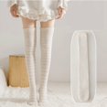 thumbnail image 1 of CNEJRHG 1 Pair Over Knee Coral Fleece Socks For Women Winter Striped Long Tube Cozy Fuzzy Warm Thickened Thigh High Socks Khaki#1, 1 of 4