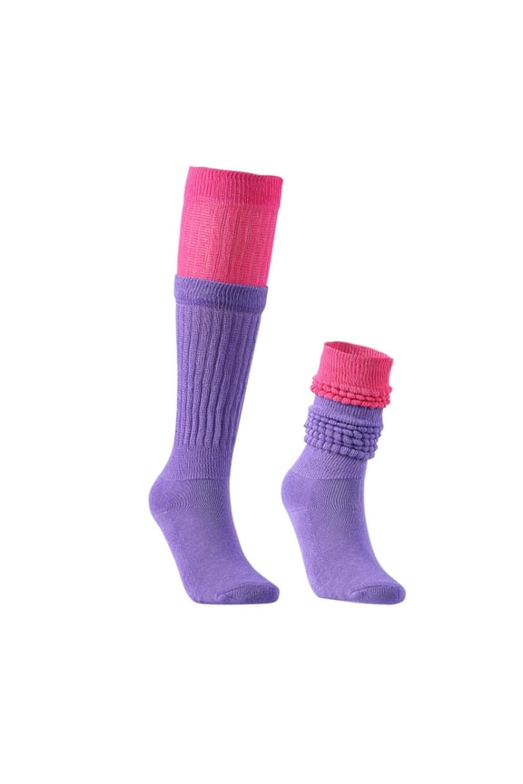 1 Pair Patchwork Slouch Socks for Women 80s 90s Knee High Scrunch Socks Soft Long Stacked Boot Sock Warm Winter Sock Daily Wear Red