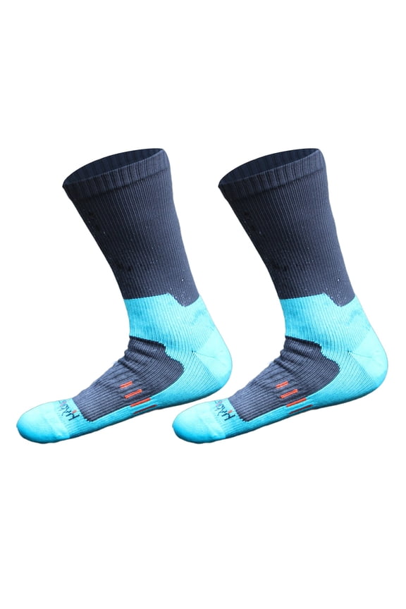 1 Pair Waterproof Socks for Men Women Elastic Breathable Mid Tube Color Block Crew Socks Windproof Hiking Wading Riding Skiing Socks for Outdoor Sports Sky Blue