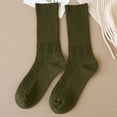 thumbnail image 1 of CNEJRHG 1 Pair Women's Crew Socks Loose Tube Cotton Knit Soft Turn Cuff Autumn Winter Mid Calf Plain Color Stacked Socks Army Green, 1 of 5