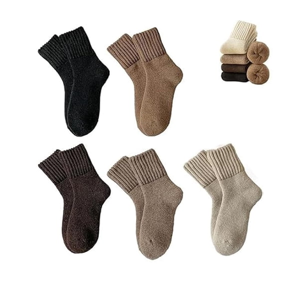 CNEJRHG 1 Pair Womens Mens Acrylic Knit Crew Socks Winter Thermal Boot Insulated Heated Socks For Unisex Cold Weather Outdoor Activities Mid Calf Ankle Socks Black