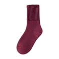 thumbnail image 1 of CNEJRHG 1 Pair Womens Mens Acrylic Knit Crew Socks Winter Thermal Boot Insulated Heated Socks For Unisex Cold Weather Outdoor Activities Mid Calf Ankle Socks Wine, 1 of 2