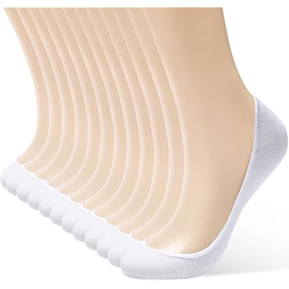 CNEJRHG 12 Pairs No Show Socks for Women Flat Low Cut Invisible Non Slip Socks Ultra Ankle Liner Footies Anti-slip Hidden Socks White