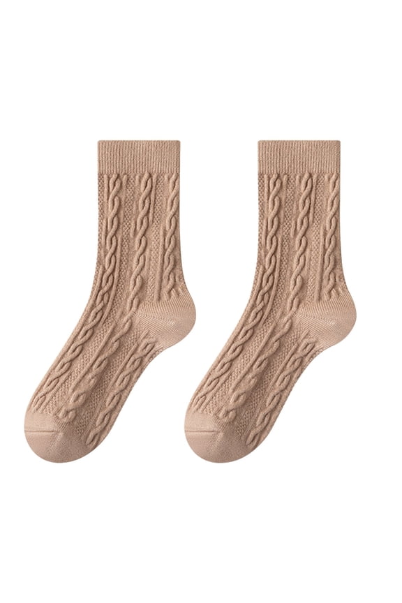 1Pair Dough Knit Socks for Women, Women Crew Cotton Socks Winter Thickened Boneless Warm Sleeping Socks Cozy Soft Mid-Calf Sock Gold