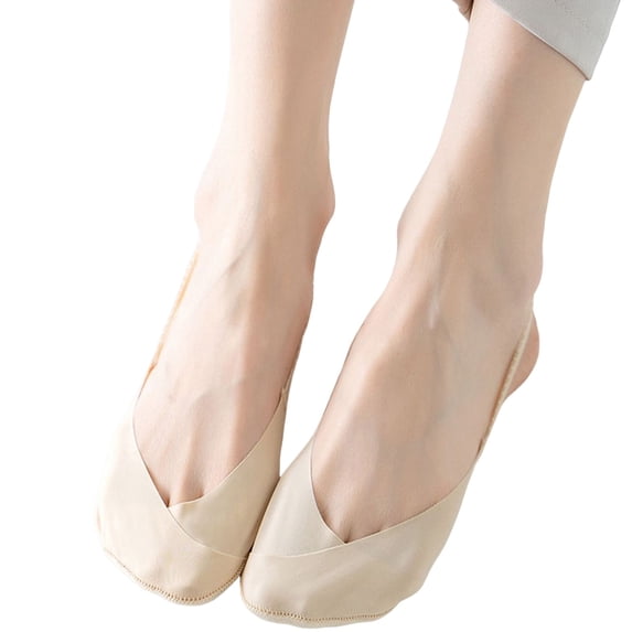 CNEJRHG 1Pair Thin Toe Topper Socks Womens Invisible Sling Back Half-Palm No Show Liner Socks Candy Color Low Cut Toe Covers Socks for Heels Ballerina Beige