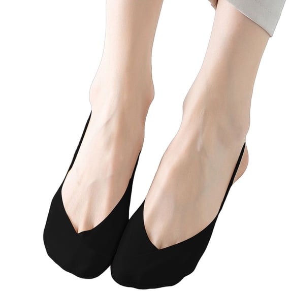CNEJRHG 1Pair Thin Toe Topper Socks Womens Invisible Sling Back Half-Palm No Show Liner Socks Candy Color Low Cut Toe Covers Socks for Heels Ballerina Black