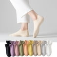 thumbnail image 1 of CNEJRHG 1Pair Women Ribbed Cuff with Grip No Show Socks Heel Tab Anti Slip Liner Crew Socks Stretch Low Cut Casual Invisible Ankle Socks Yellow, 1 of 4