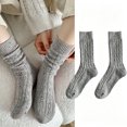 thumbnail image 1 of CNEJRHG 1Pair Women's Speckled Yarn Crew Socks Loose Tube Cushioned Ribbed Knit Thick Thermal Autumn Winter Mid Calf Plain Color Cotton Socks Z6 Light Ashy 1x, 1 of 3