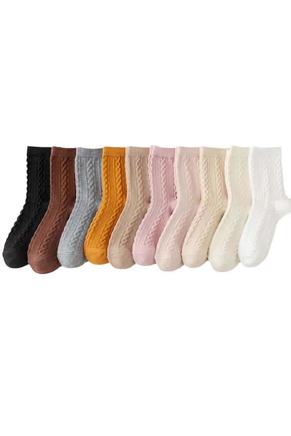 1Pair Womens Cable Knit Solid Color Crew Socks Twisted Knit Textured Mid Calf Socks Vintage Fall Winter Casual Stretch Above Ankle Socks Coffee